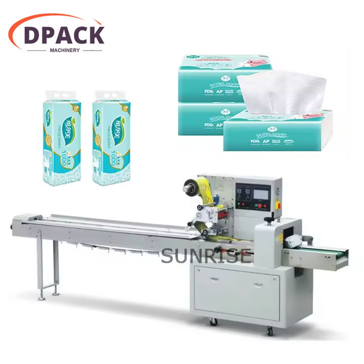 Automatic pillow packaging machine disposable facial tissue wet wipes sanitary flow packing machine