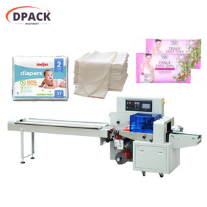 Multi-Function clothes folded Flow pillow Packaging Machines disposable baby diaper Spoon Paper Towel cotton bag packing machine