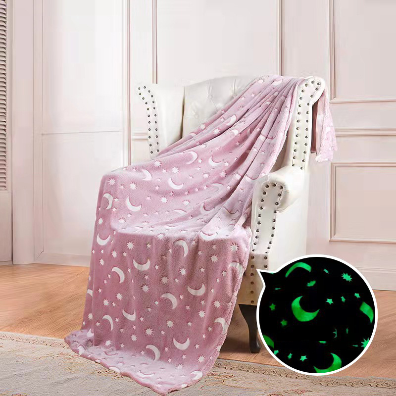 Flannel blanket luminous star children's air-conditioning woven blanket glow in the dark blanket