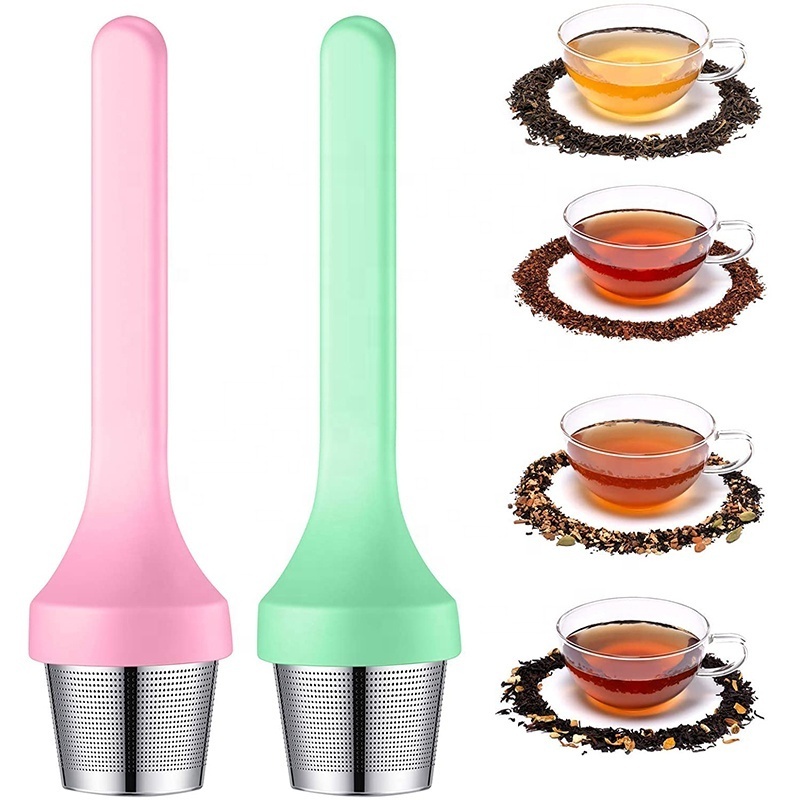 Extra Fine Mesh Tea Infuser Silicone Handle Stainless Loose Leaf Tea Steeper Fine Strainer Tea Coffee Filters for Mugs