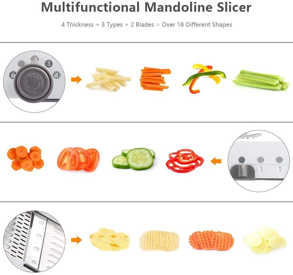 18 in 1 Smart Vegetable Chopper Stainless Steel Mandoline Slicer Cutter Adjustable Potato Slicer Professional Food Dicers