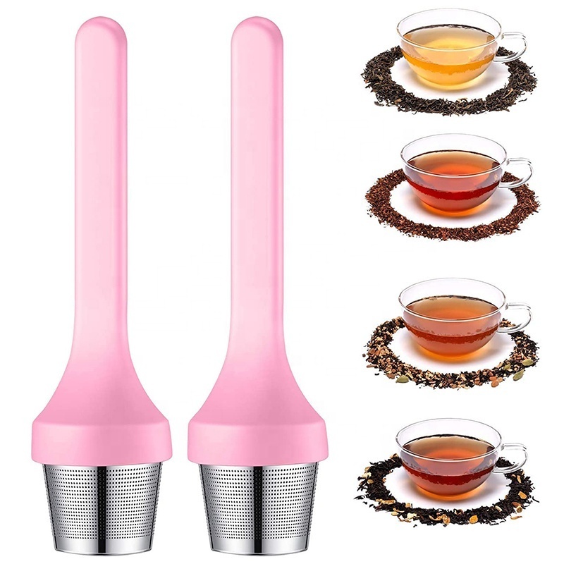 Extra Fine Mesh Tea Infuser Silicone Handle Stainless Loose Leaf Tea Steeper Fine Strainer Tea Coffee Filters for Mugs