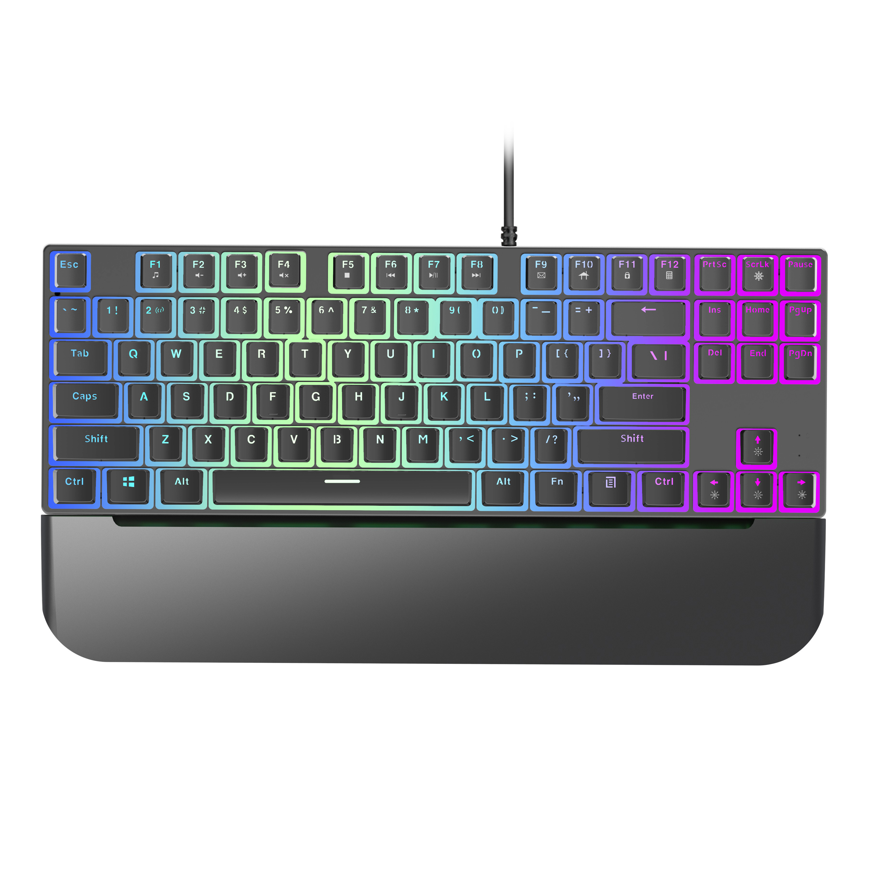 Backlighting Mechanical Gaming Keyboard 87 Keys Green Switches Backlit Keyboard for Gamer RGB Laptop Black