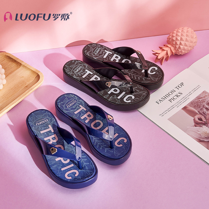 LUOFU shoes high quality EVA women sublimation high heel casual slippers