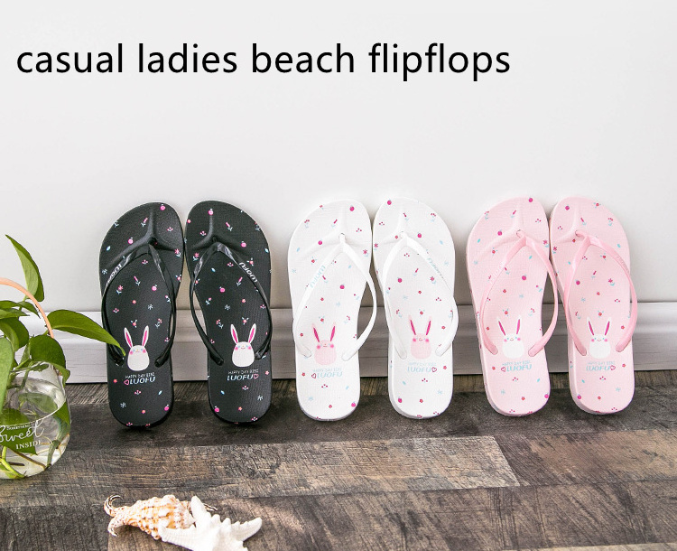 LUOFU shoes PVC  Sublimate flip flop bunny Flip Flops  heat transfer printing slide sandal slipper