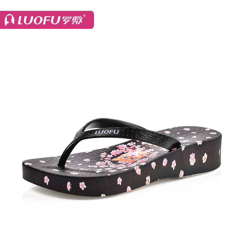 LUOFU 2021 pvc flip flops summer shoes high heels sandals wholesale slippers