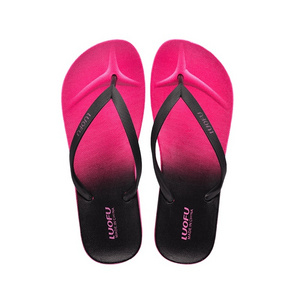 luofu 2021 new shoes gradient colour beach women slide slippers high quality Flip-Flops with gradient color