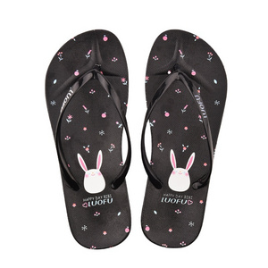 LUOFU shoes PVC  Sublimate flip flop bunny Flip Flops  heat transfer printing slide sandal slipper