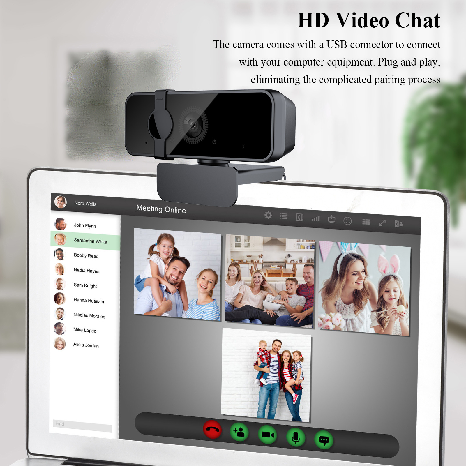 1080P HD Webcam PC USB Video Web Camera 1080P Cam Live Streaming Webcam with built in Microphone