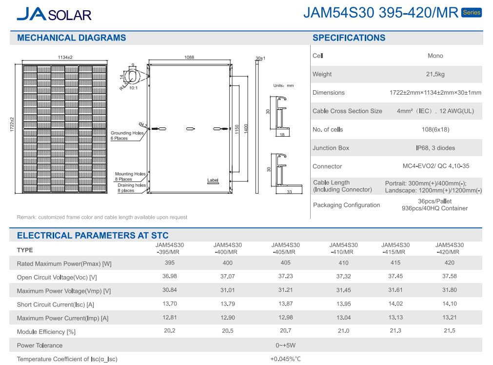 410w 420w full black LONGI/JA/TRINA solar panels 410 watt 420 watt ready stock to ship size under 2 square meters