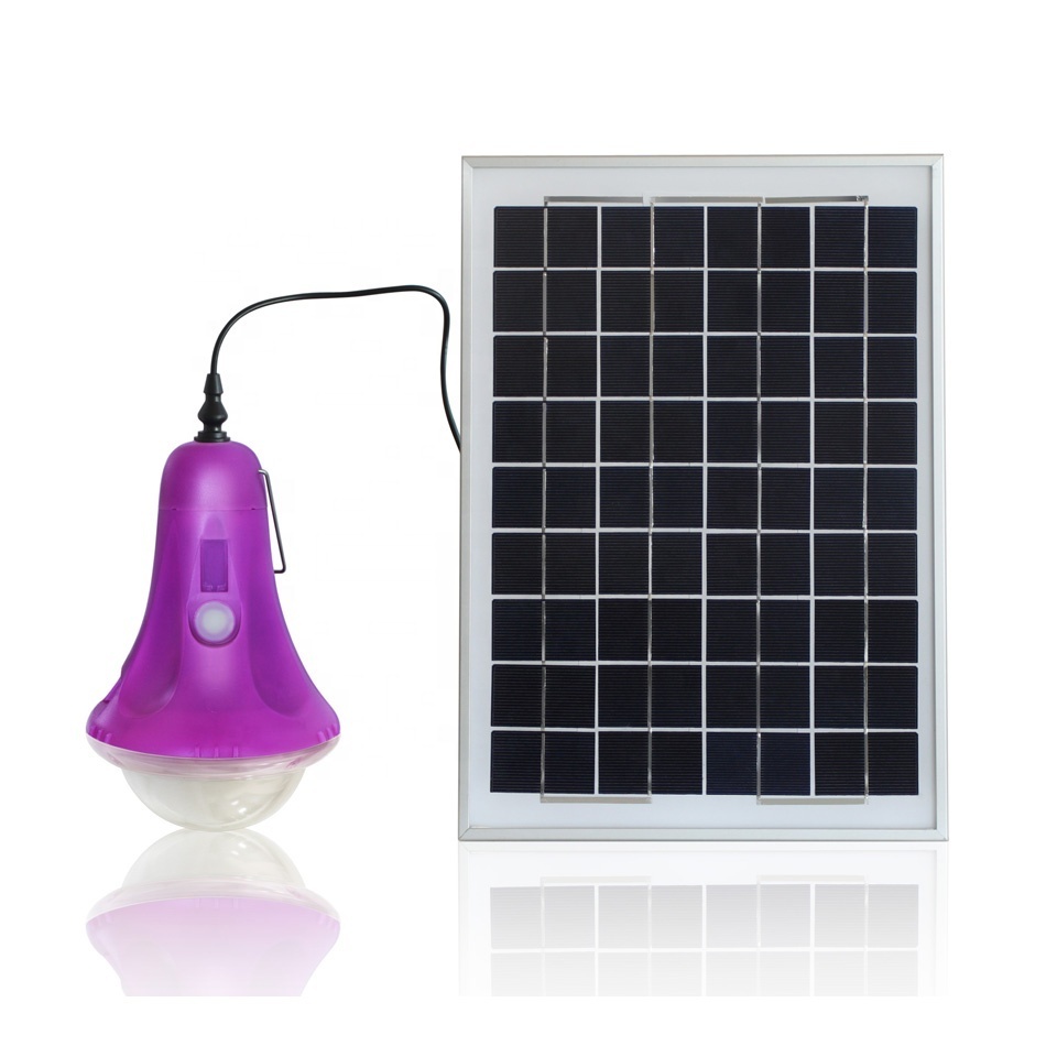 Easy to Carry LED Lantern with Metal Hook Solar Panel Lighting System Kit for Outdoor Camping OBM ODM Customized