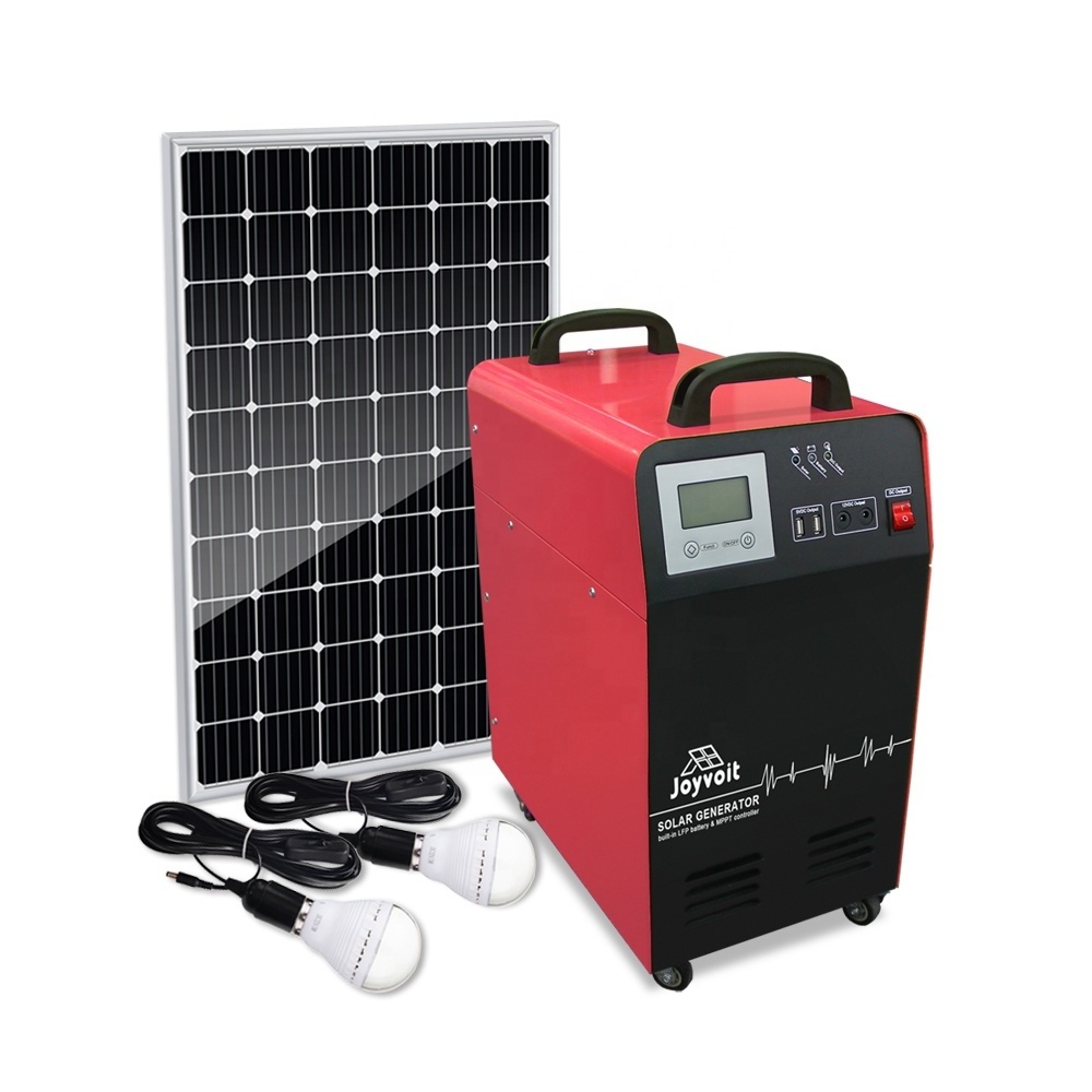 Outdoor Solar Generator 1KW All in One Portable Power Station with 400W Solar Panel System DC 5.0 USB AC 220V 110V 2 LED Bulbs