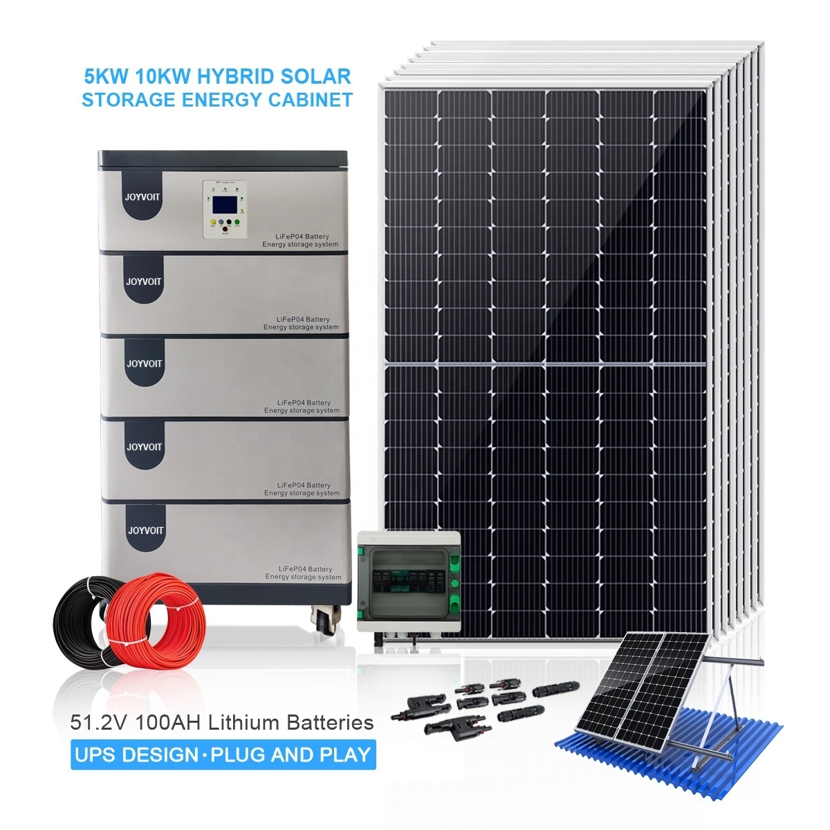 Home Solar generator Stackable battery Energy Storage system 10KW solar panels kit with inverter and Lithium ion batteries