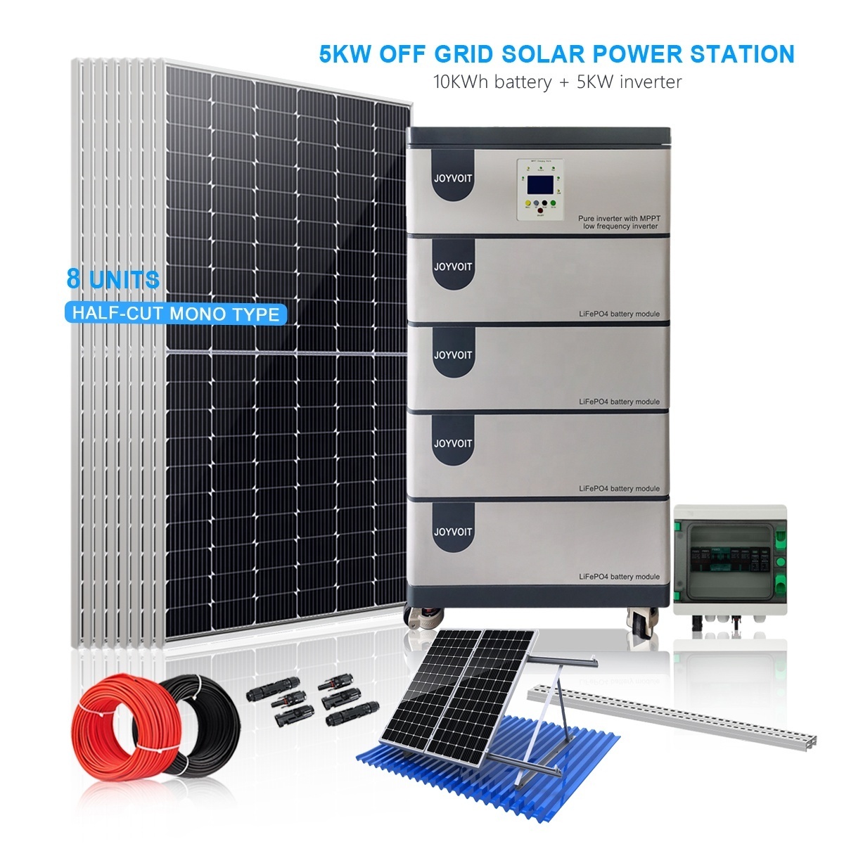 Home Solar generator Stackable battery Energy Storage system 10KW solar panels kit with inverter and Lithium ion batteries