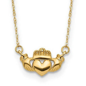 Wholesale Jewelry Supplies Gold Plated Stainless Steel Claddagh Necklace, Irish Celtic Necklace