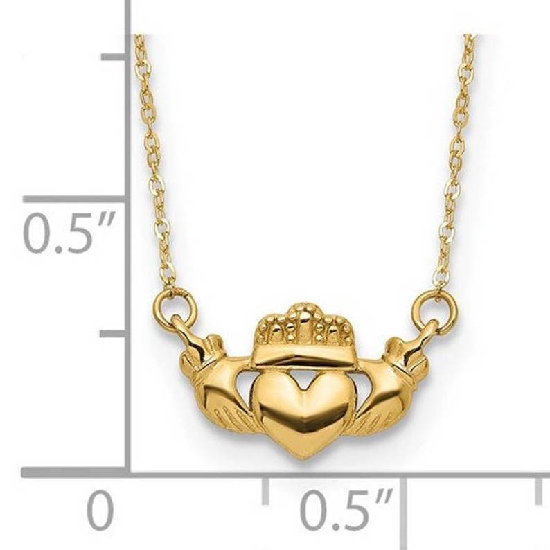 Wholesale Jewelry Supplies Gold Plated Stainless Steel Claddagh Necklace, Irish Celtic Necklace