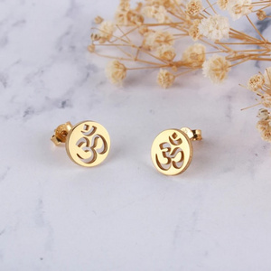 High Quality Wholesale Aum Spiritual Om Gold Women Earring Stainless Steel Symbolic Meaning Yoga Earrings Mothers Day Jewelry