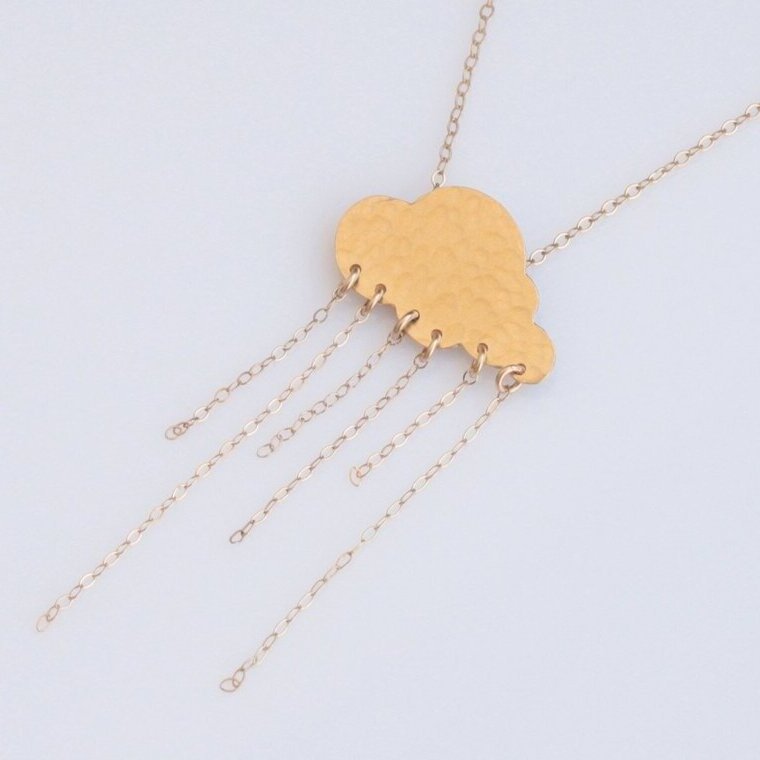 Handmade Rain Cloud Necklace Sky Jewelry 316l Stainless Steel PVD 18k Gold Plated Dainty Rain Cloud Rain Necklace