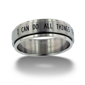 2017 New Design Stainless Steel I Can Do All Things Through Christ Spinner Ring