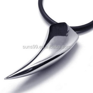 Men's Stainless Steel Wolf Teeth Alpha Spear Pendant Mens Necklace Chain Men Cool Leather Bronze Metal Wolf Tooth Necklace