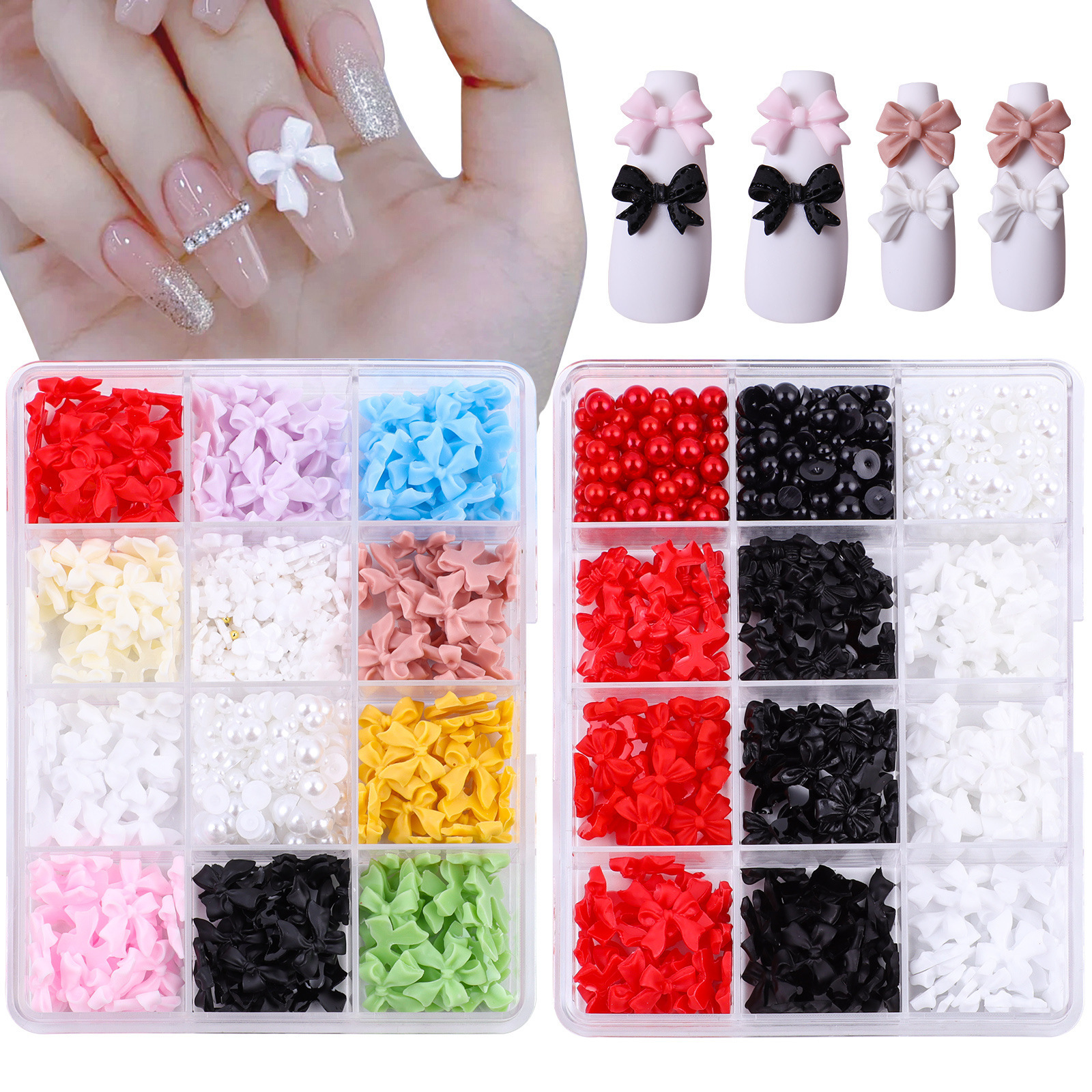 1Box Nails Art Accessories 3D Crystal Butterfly Rhinestone Metal Pearl Gems Decoration Mixed Set Nail Supplies For Professionals