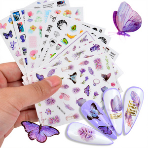 Summer Butterflies Nail Art Stickers Leaf Flower Bird Design Transfer Decals Acrylic Designs Back Glue Adhesive DIY Manicure set