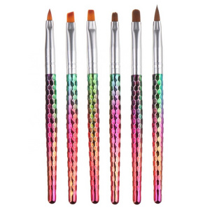 6 style Mermaid Honeycomb Handle Nail Art Acrylic UV Gel Extension Brush Flower Design Drawing Painting Pen Set