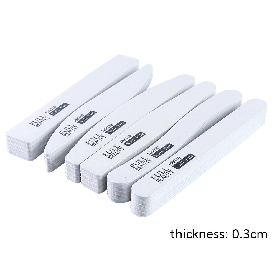 5pcs White Professional Nail Files 100/180 Buffer Block for Gel Manicure Polish Sanding Board Pedicure Full Beauty Tool New