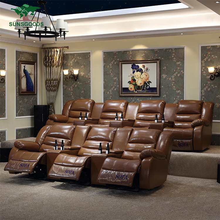 Custom Cheap Home Theater Seating, 6 Seat Home Theater Seating sofa sectional, Recliner Chair Movie Theater