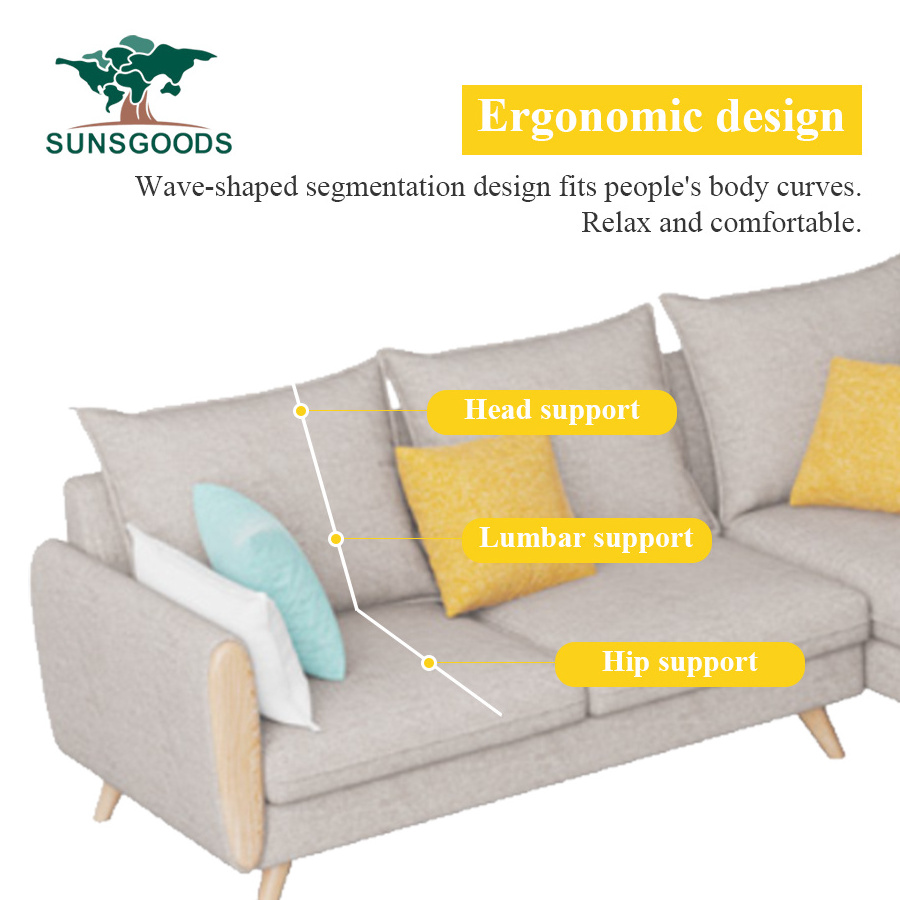 Modern Style Modular Sofa Salon Fabric Sectional L Couch Living Room Sofas Set Home Furniture