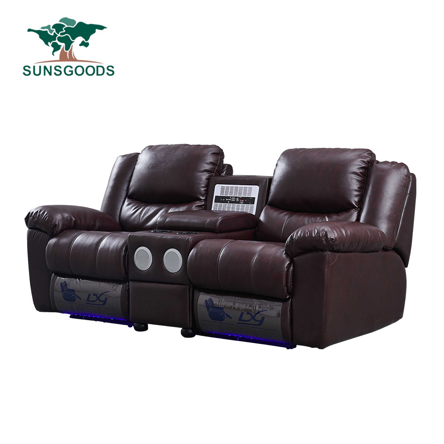 Modern Home Cinema Theatre Black Leather 3 Seater Recliner Sofa Upholstered Comfortable Living Room Recliner