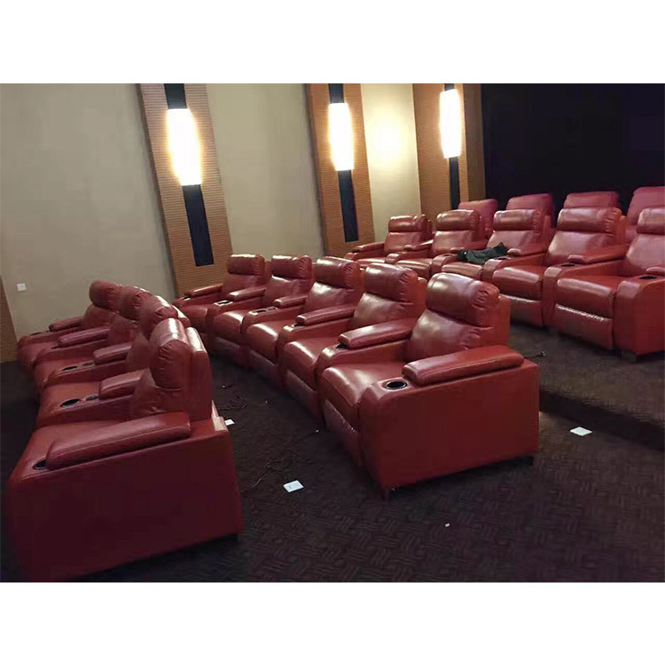 Custom luxury movie theater recliners, cup holder theater chair seat furniture for home cinema