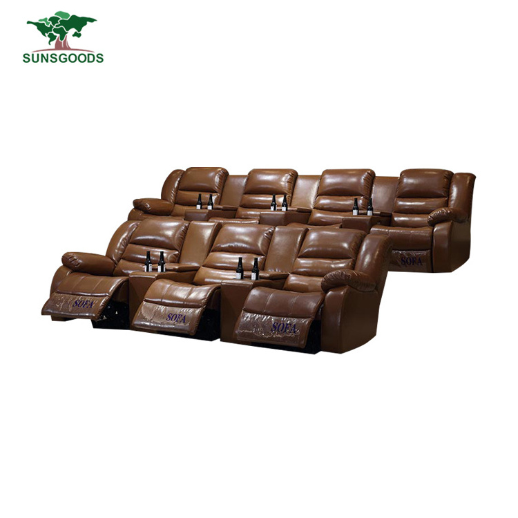 Custom luxury movie theater recliners, cup holder theater chair seat furniture for home cinema