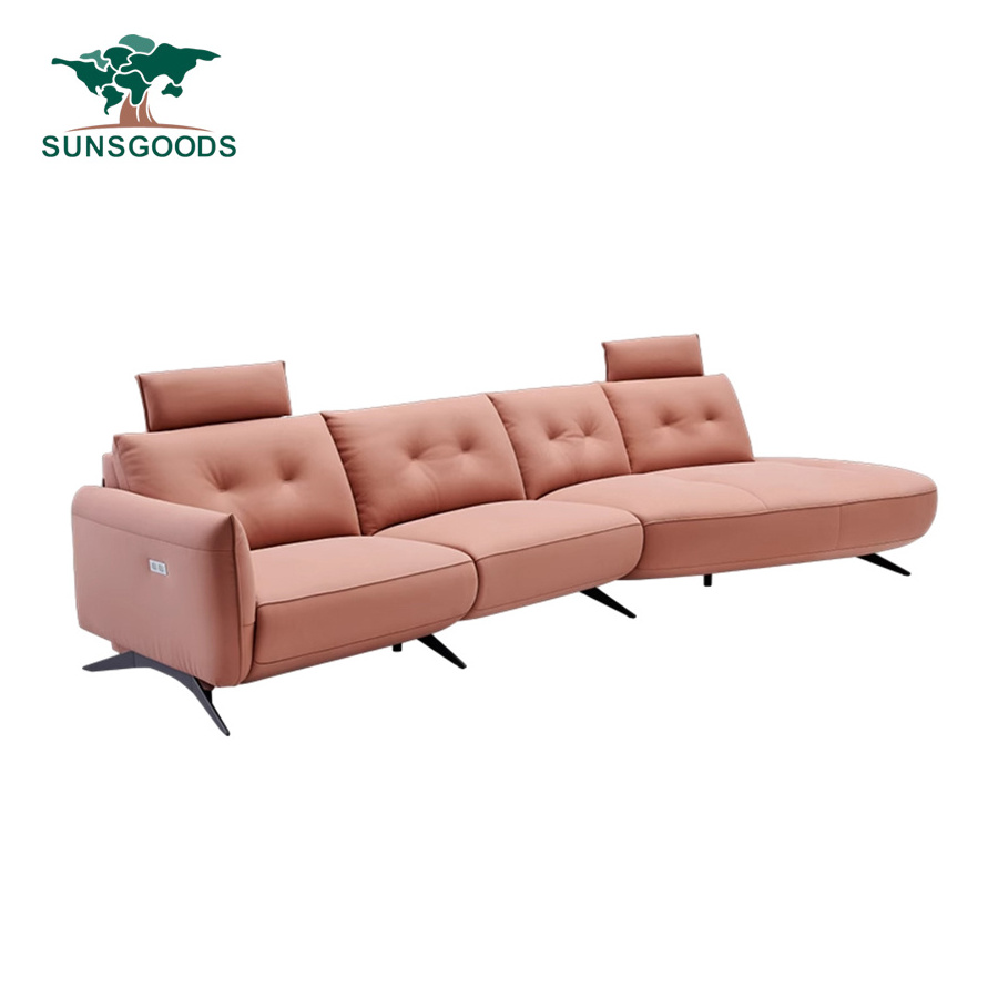 Foshan Factory 3 Seater Pink Leather Recliner Sofa Set China American Style Sofa Living Room Home