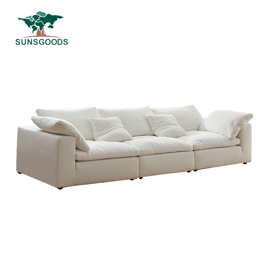 Light Luxury Modern Modular White Cloud L Shaped Couch Living Room Furniture Cream Style Indoor Sectional Sofa Set