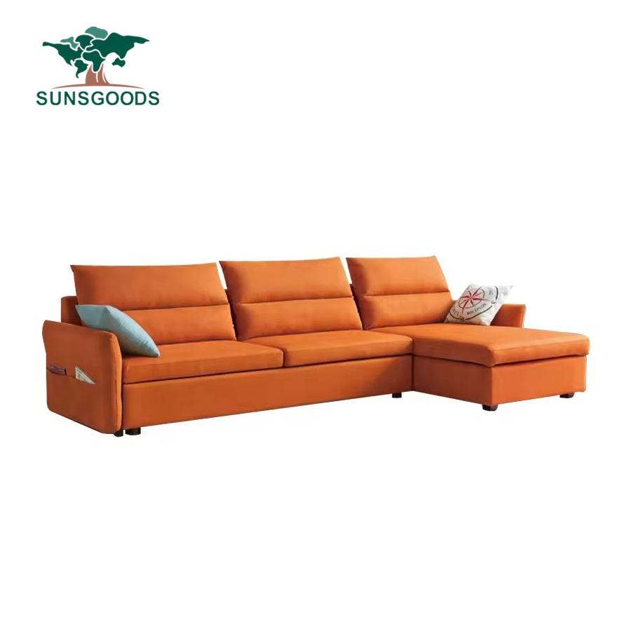 Minimalist Cheap Space Saving Futon Fabric Sofa Bed Three Seat Sofa Sleeper Modern Living Room Furniture