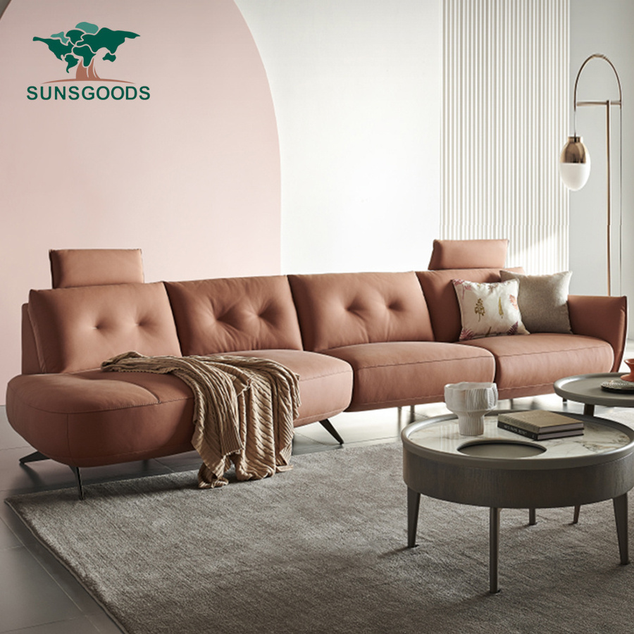 Foshan Factory 3 Seater Pink Leather Recliner Sofa Set China American Style Sofa Living Room Home