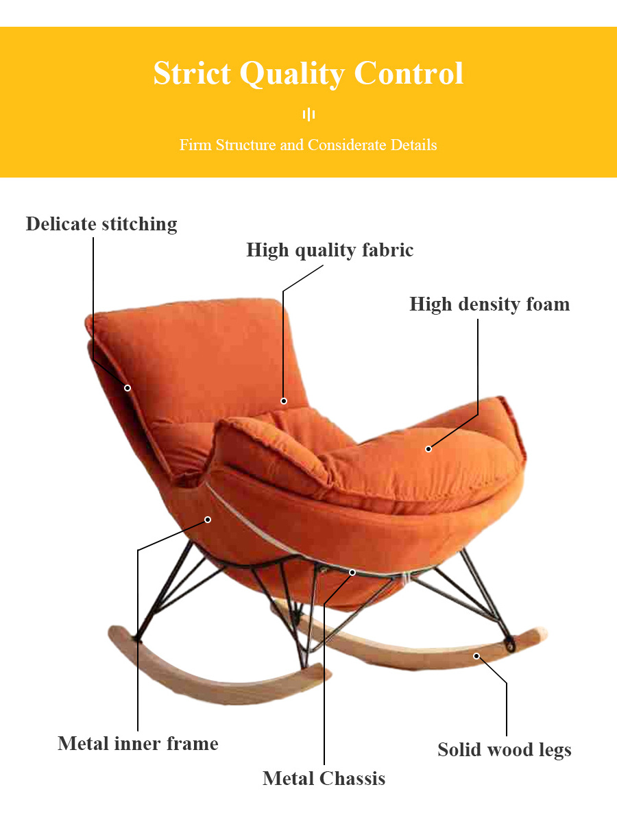 Light Luxury Single Sofa Chair Living Room Furniture Modern Leisure Fabric Velvet Rocking Chair for Adults