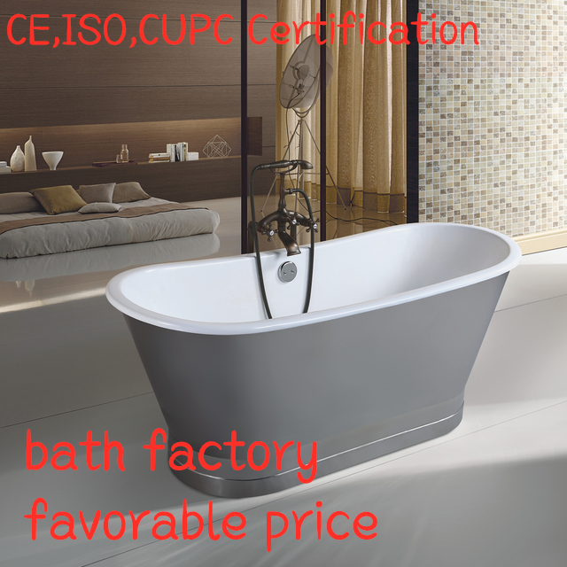 Classical Enamel cast iron bathtub with stainless steel case,stainless steel cast iron skirt bath tubs, apron cast iron baths