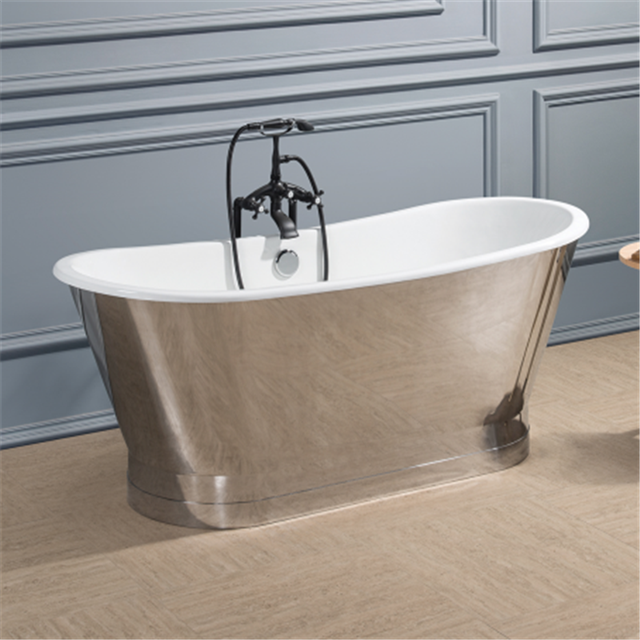 Classical Enamel cast iron bathtub with stainless steel case,stainless steel cast iron skirt bath tubs, apron cast iron baths