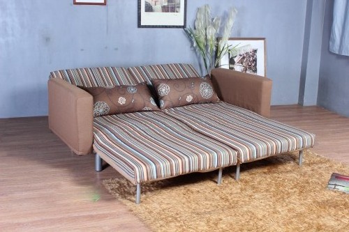 Living Room Furniture Fabric Arms Couch Modern Full Metal Structure Double Seat Hotel Furniture Transformer Sleeper Sofa Bed