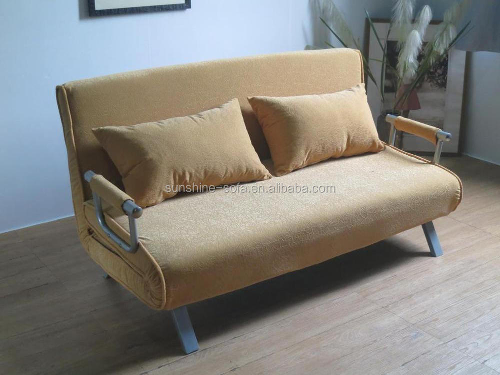 Living Room Chairs Fabric Flat Pack Futon Modern Design Metal Structure Sofa Bed With Removable Arm Rests Microfibre Furniture