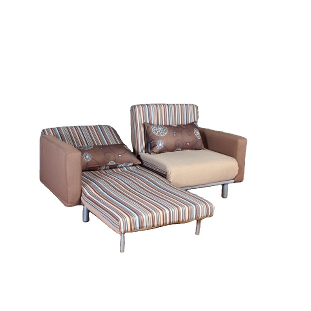 Living Room Furniture Fabric Arms Couch Modern Full Metal Structure Double Seat Hotel Furniture Transformer Sleeper Sofa Bed