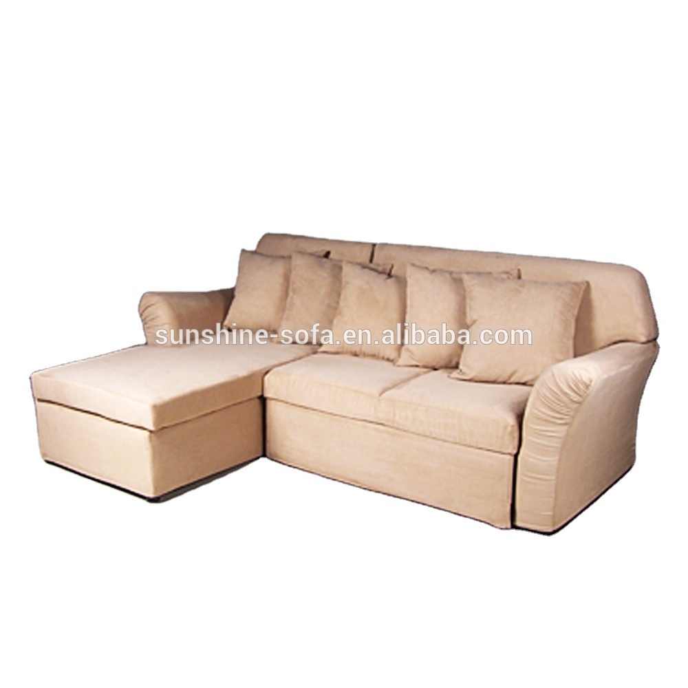 Modern Design European Style L Shape Folded Fabric Metal Frame sofa cum bed Home Furniture Corner Sofa With Storage Hidden Bed