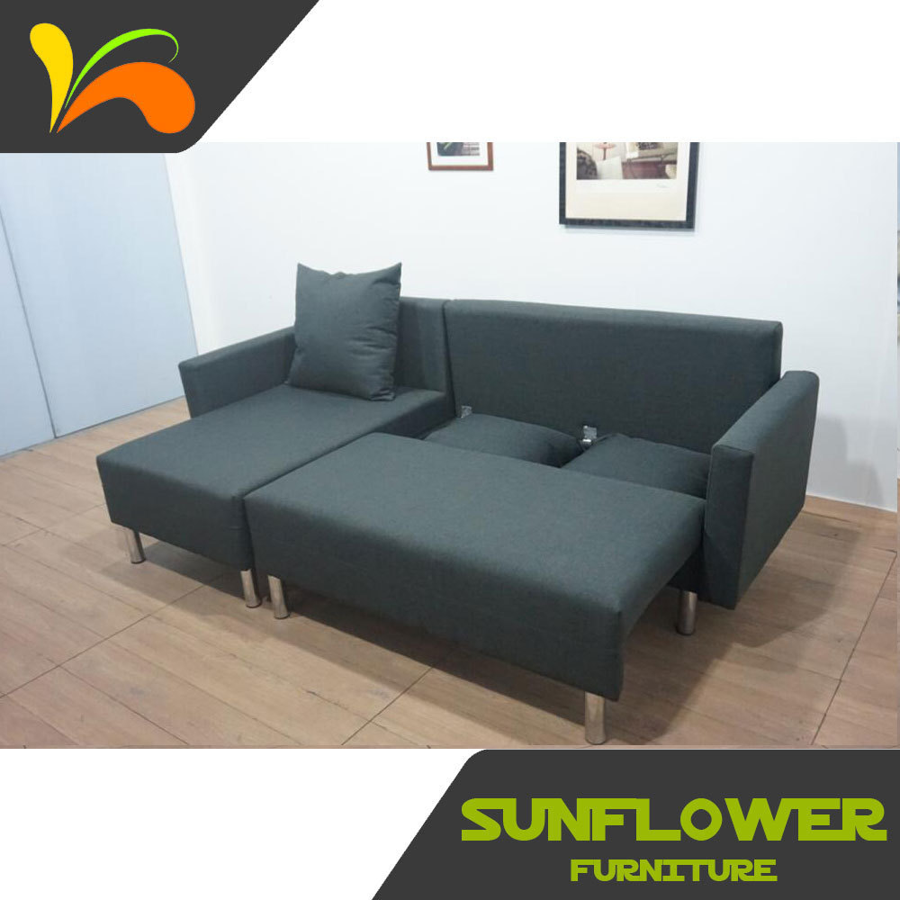 Modern Design Home Furniture Storage Folding Fabric High Quality 3 In 1 l shaped sofa Flat Pack Corner Sofa Beds