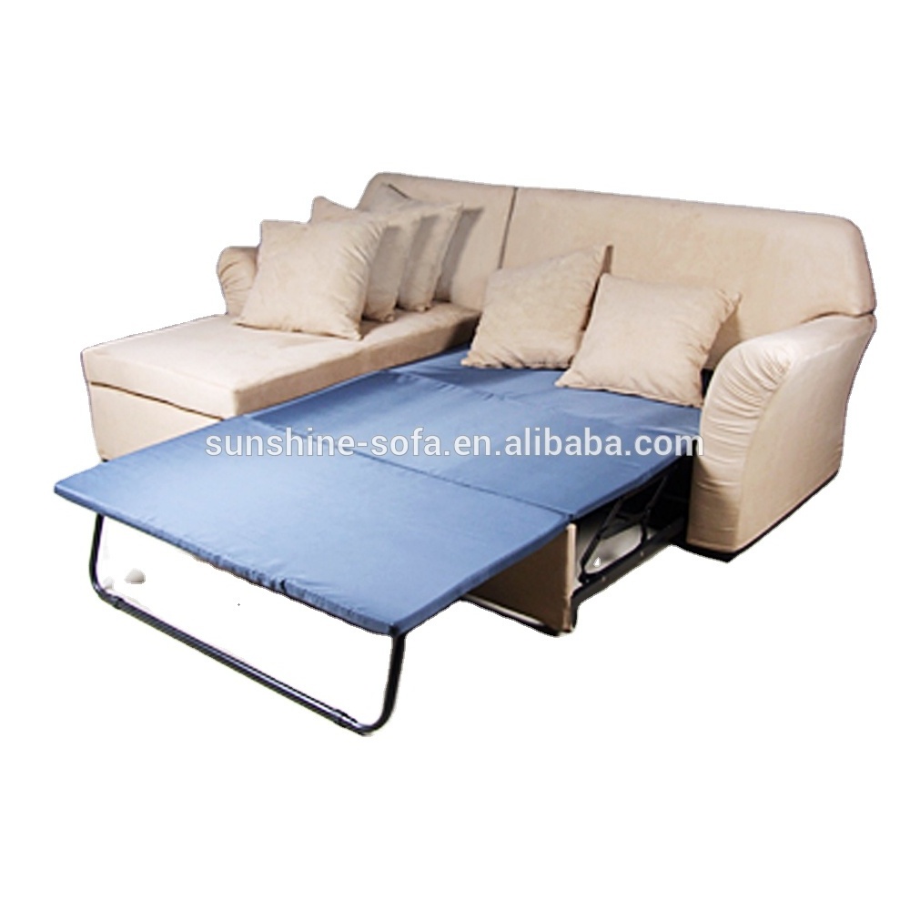 Modern Design European Style L Shape Folded Fabric Metal Frame sofa cum bed Home Furniture Corner Sofa With Storage Hidden Bed