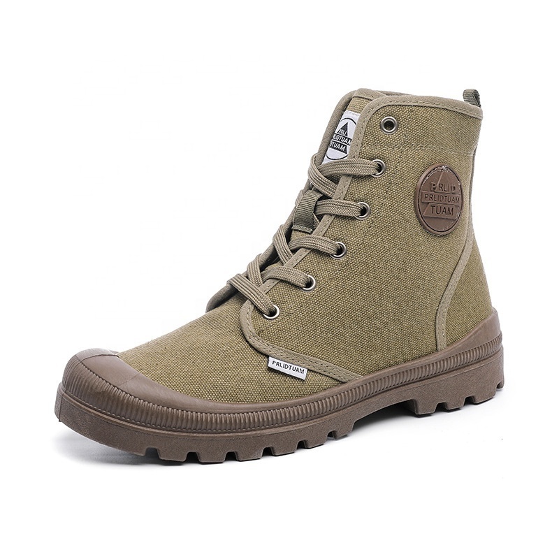 2023 Fashion French Style Men's Casual Non Slip Breathable Tactical Boots Outdoor Jungle Mountaineering Canvas Safety Boots