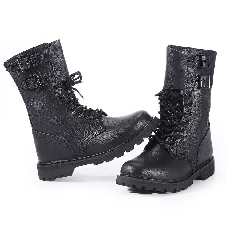 Waterproof Outdoor Full Grain Leather Safety Boots Men Anti-slipTactical Boots With Rubber Outsole