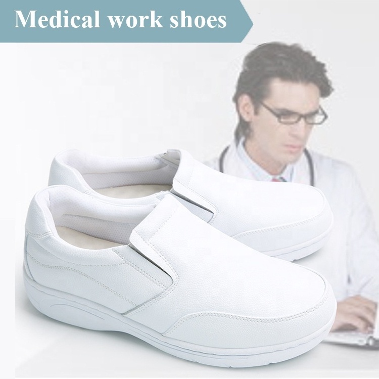 Four Seasons Round Head Adult Women Low Cut Casual Comfortable Leather Nurse Shoes Classic Series White Medical Work Shoes Men