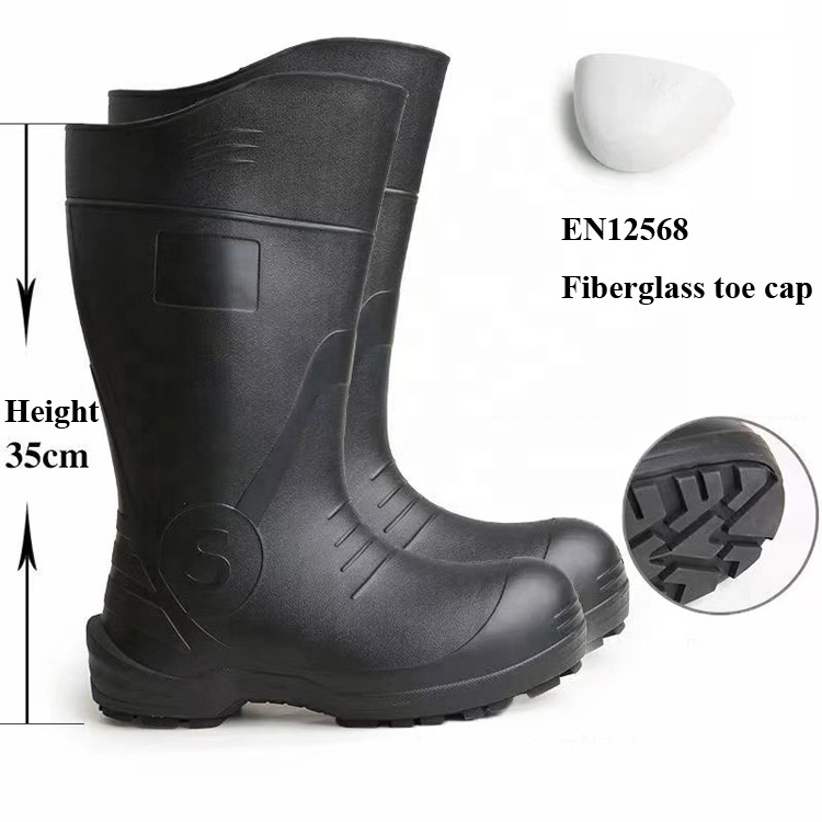 35cm Height Anti Smash White EVA High Boots With EN Standard Fiberglass Toe Cap For Food Industry